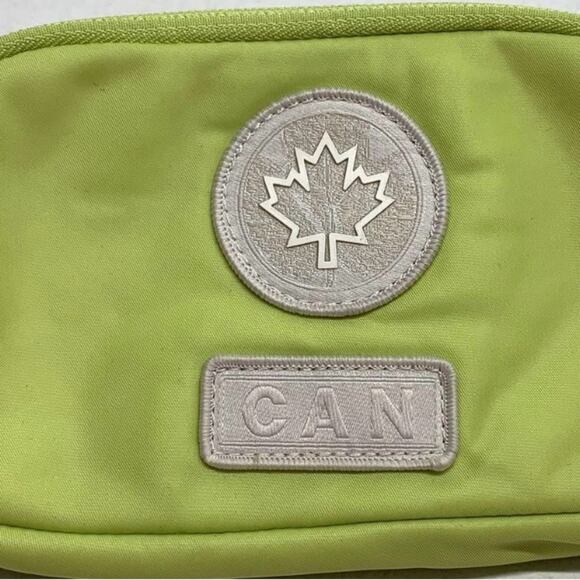 Lululemon Athletica Lime Green Pouch with Maple Leaf Patch - Picture 1 of 6